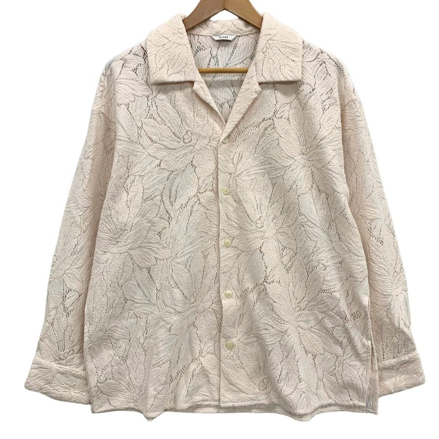 美品◆クラネ カーテンレーススリットシャツ コットン ベージュ レディース サイズ1 14122-4062 CLANE 【AFB12】