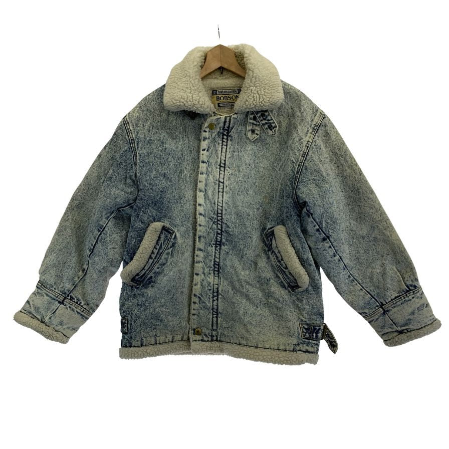 中古◆ボブスン ボア B-3 デニムジャケット ケミカルウォシュ ブルー系 メンズ サイズM BOBSON 【AFG1】