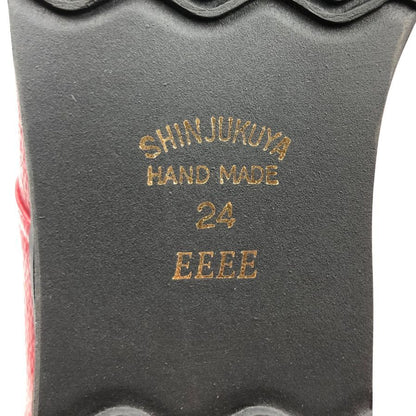 新宿屋 レザースニーカー オーストリッチ 2781-085 レッド×ホワイト 24.0cm レディース shinjukuya 約24.0cm【7-5】