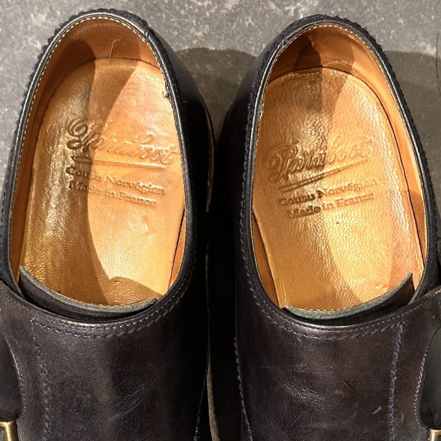 パラブーツ ウィリアム レザーシューズ ダブルモンク ダークネイビー サイズUK7 メンズ PARABOOT ビジネスシューズ 約25.5cm【LA】【中古】
