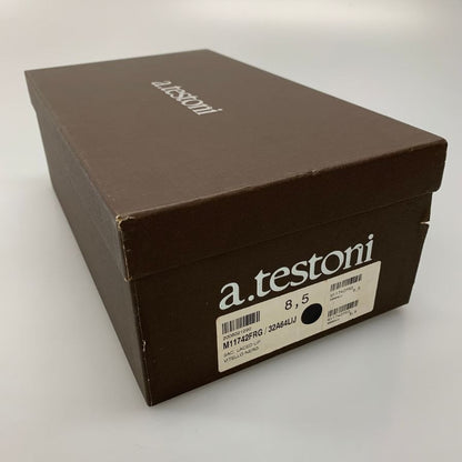 ア テストーニ レザーシューズ 外羽根 パテントレザー 11617 メンズ ブラック サイズ9 a.testoni 約27.0cm【AFD15】