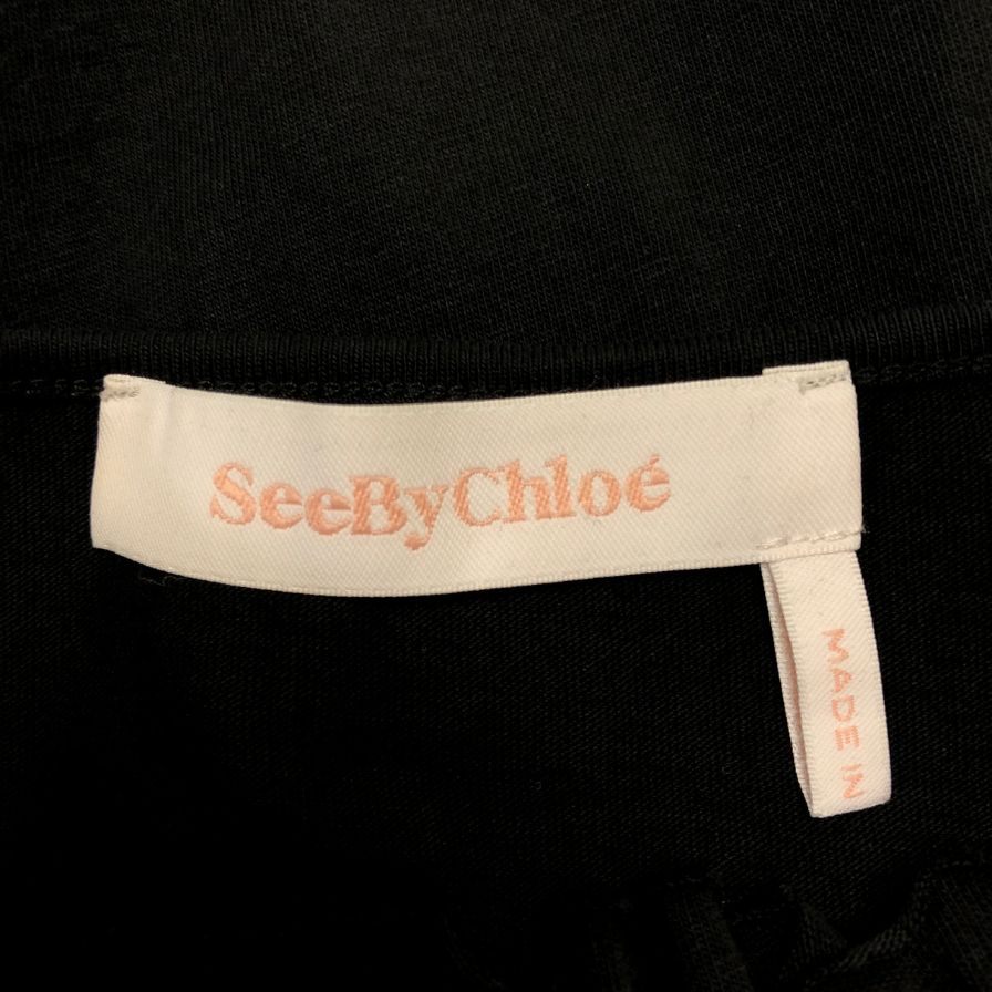 極美品◆シーバイクロエ 半袖Tシャツ フリル ブラック レディース サイズXS See By Chloe 【AFB46】