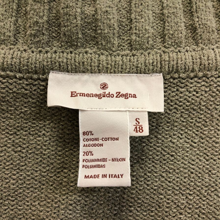 美品◆エルメネジルド ゼニア カーディガン コットン グレー系 メンズ サイズS Ermenegildo Zegna 【AFB41】