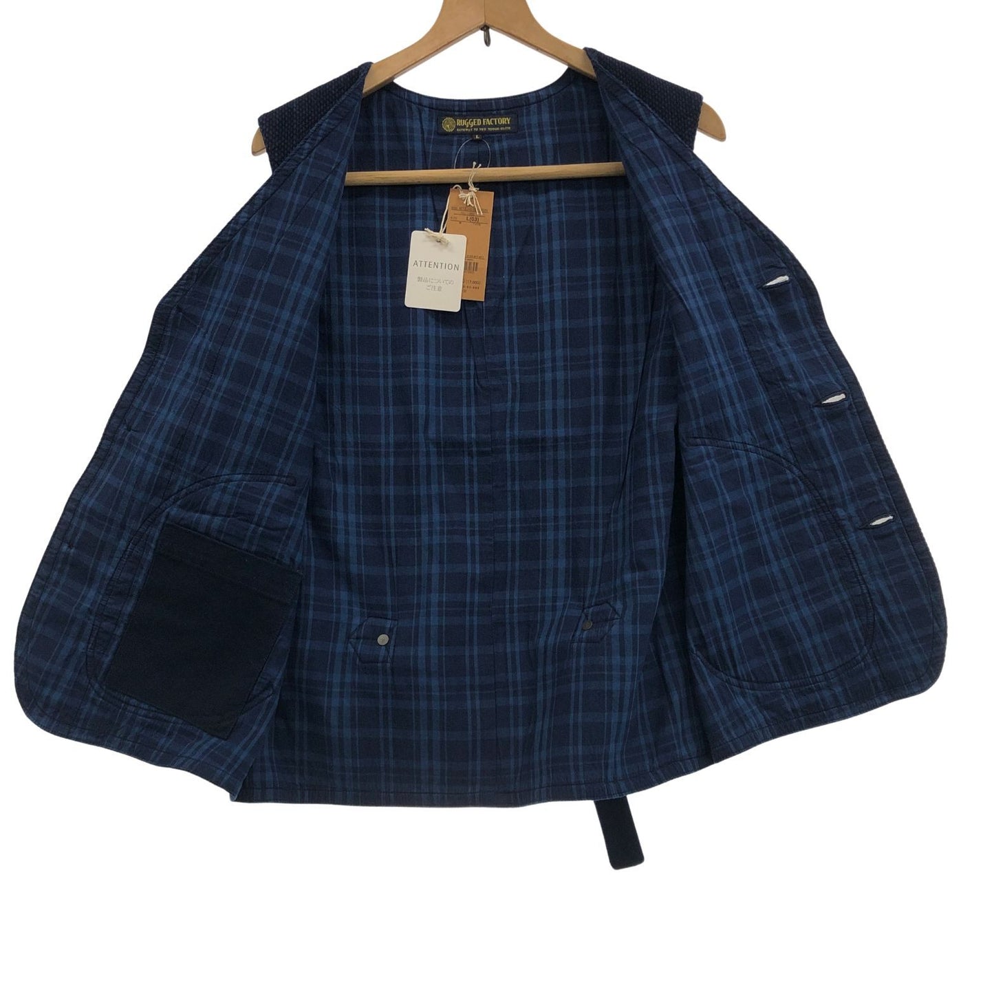 新品同様◆ザ ラギッド クロージング 道着クロスベスト  メンズ サイズL ブルー the rugged clothing 【AFB36】
