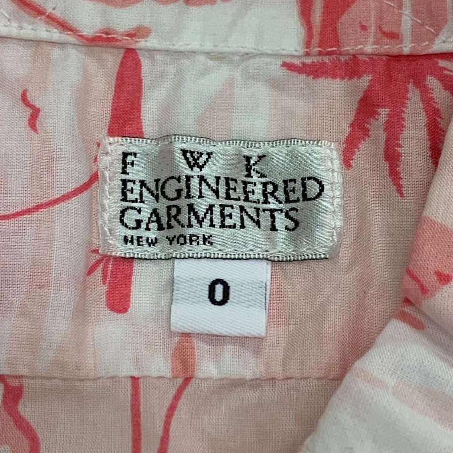 新品同様◆エンジニアードガーメンツ アロハシャツ 半袖 総柄  ピンク レディースサイズ0 ENGINEERED GARMENTS 【AFB33】