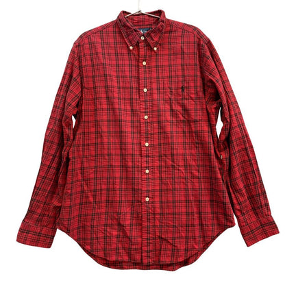 美品◆ラルフローレン ボタンダウンシャツ 90S オールド チェック レッド メンズ サイズM Ralph Lauren 【AFB7】