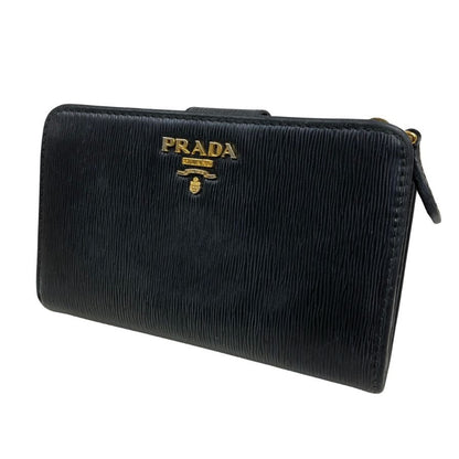 プラダ 二つ折り財布 サフィアーノ レザー 1M225 ブラック PRADA【AFI4】