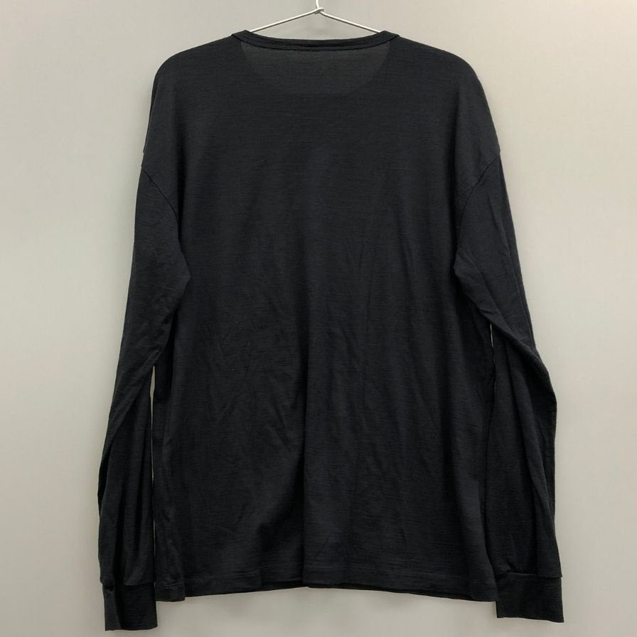美品◆シンヤ ロングスリーブ カットソー 日本製 ウール100% メンズ サイズ3 ブラック SHINYA 【AFB9】