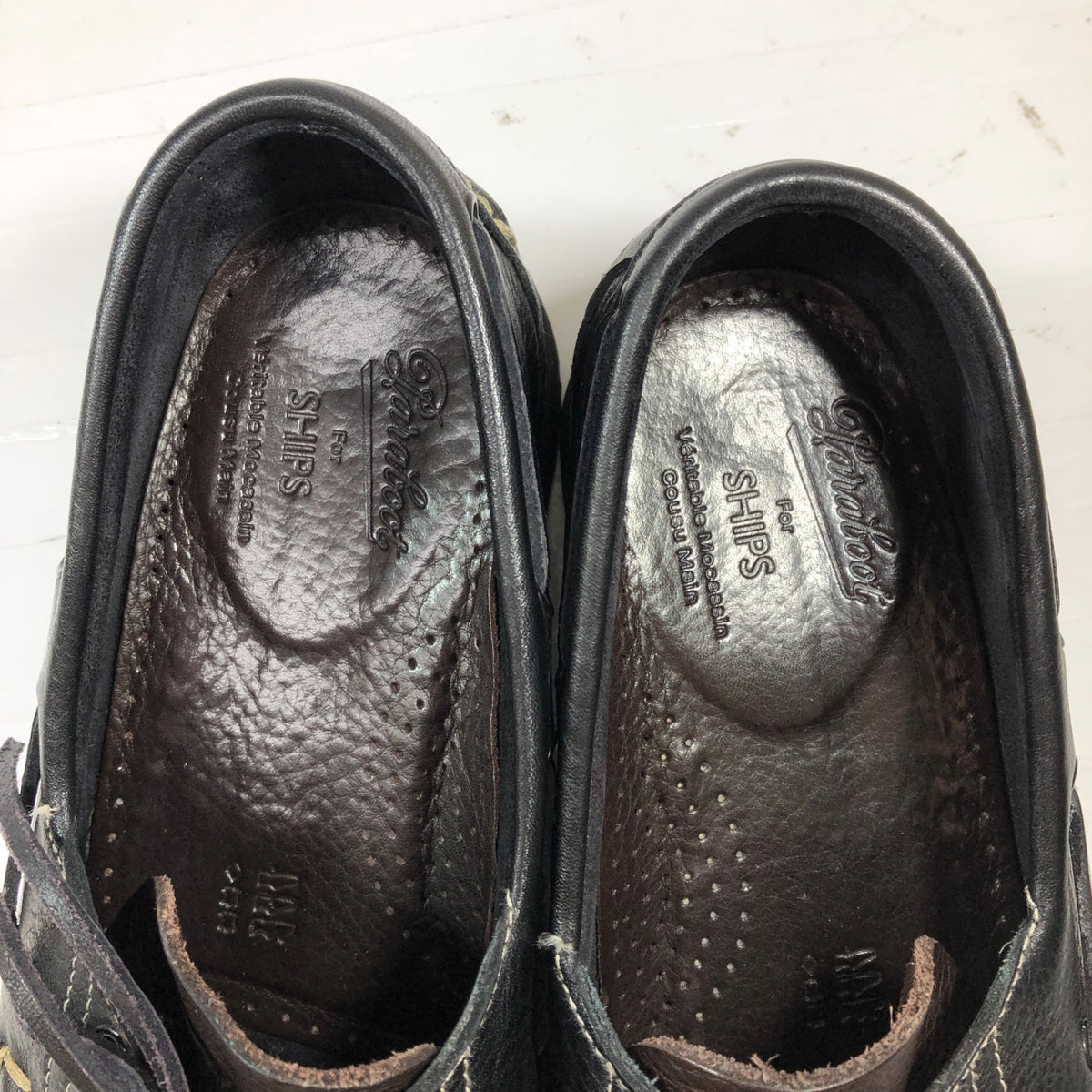 パラブーツ シップス デッキシューズ バース シボ革 バイカラー 2トーン ブラック メンズ サイズUK7.5 PARA BOOT BARTH 約26.0cm【AFC41】
