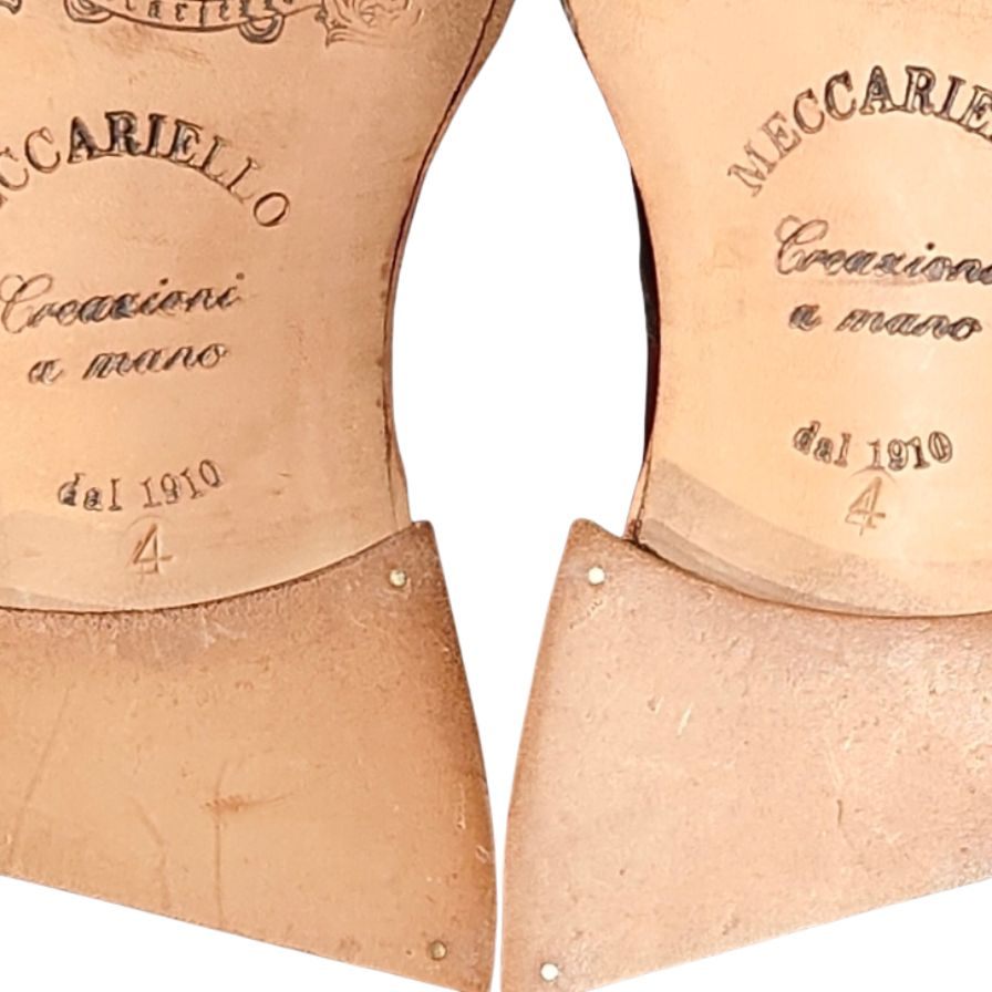 メッカリエロ レザシューズ 旧時代 プレーントゥ  1アイレット ブラウン サイズ4（UK5.5相当）MECCARIELLO ビジネスシューズ 約24.0cm【LA】【中古】