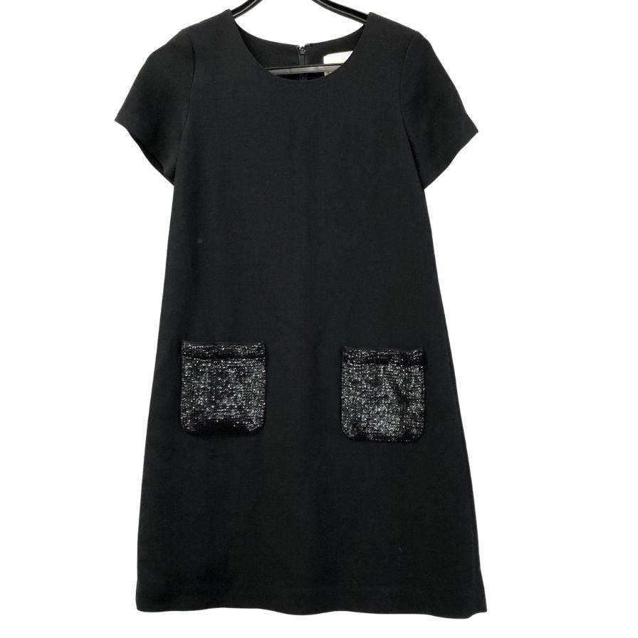 中古◆ケイト スペード ワンピース 半袖 膝丈 スパンコール 装飾 ブラック レディース サイズ4 kate spade 【AFB2】