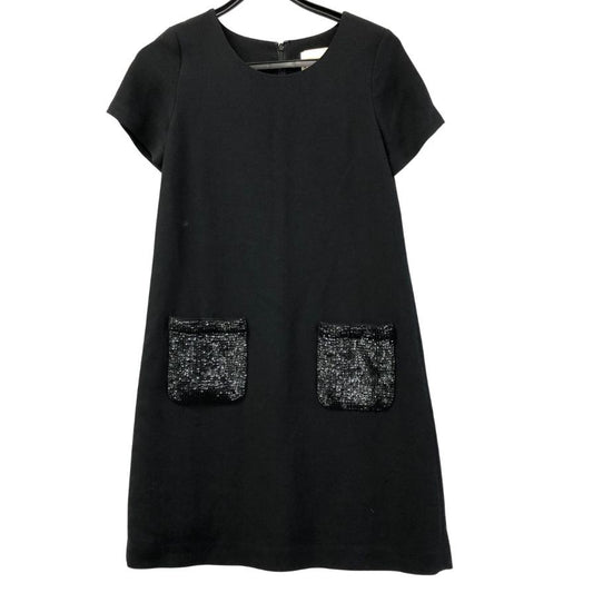 中古◆ケイト スペード ワンピース 半袖 膝丈 スパンコール 装飾 ブラック レディース サイズ4 kate spade 【AFB2】