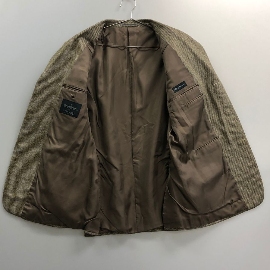 極美品◆エルメネジルド ゼニア×ミスター シッド 3B テーラードジャケット サイドベンツ ブラウン系 メンズ サイズ50 Ermenegildo Zegna For MR.SID 【AFA12】