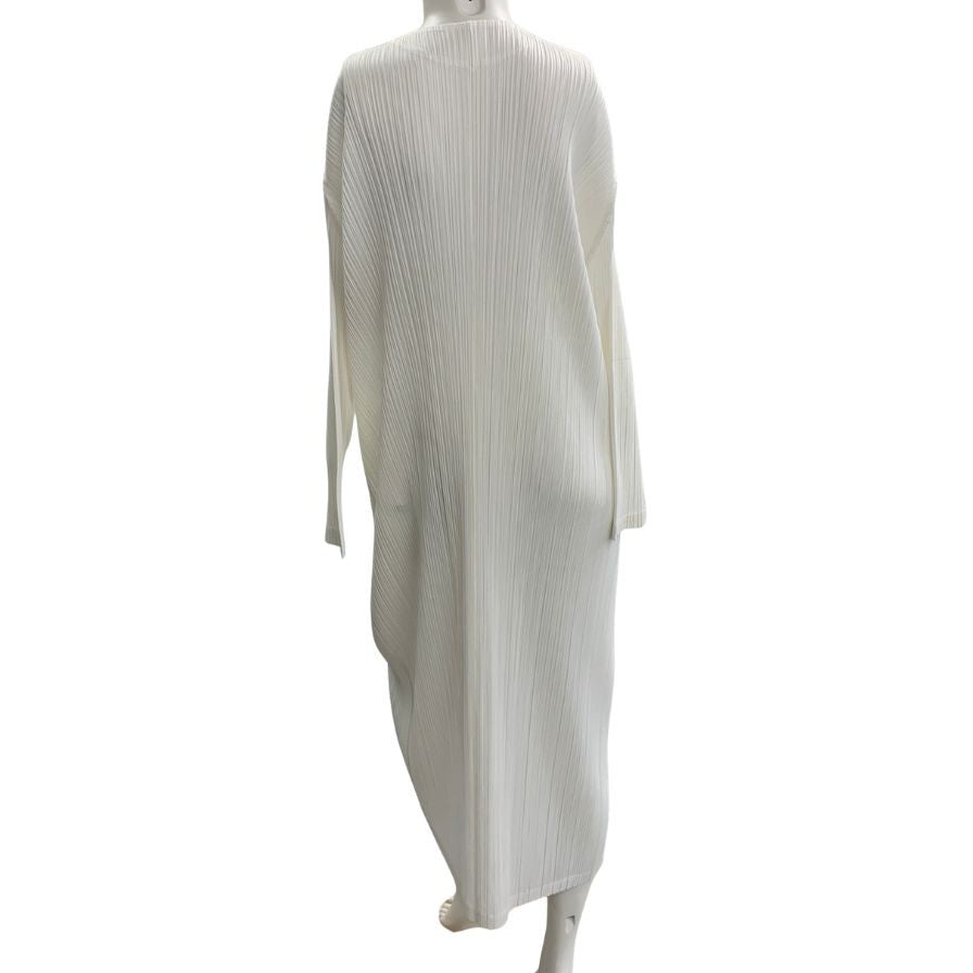 美品◆プリーツプリーズ ワンピース PP61JH126 イッセイミヤケ ポリエステル ホワイト サイズ4 レディース PLEATS PLEASE 【AFB21】