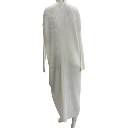 美品◆プリーツプリーズ ワンピース PP61JH126 イッセイミヤケ ポリエステル ホワイト サイズ4 レディース PLEATS PLEASE 【AFB21】