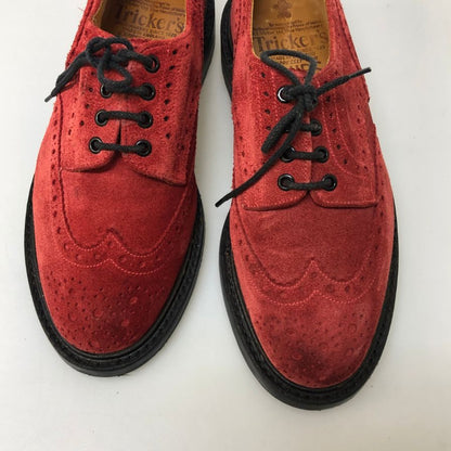 トリッカーズ スエード バートンフルブローグ 5633 メンズ サイズ7.5 レッド Tricker's 約26.0cm【PTM3】
