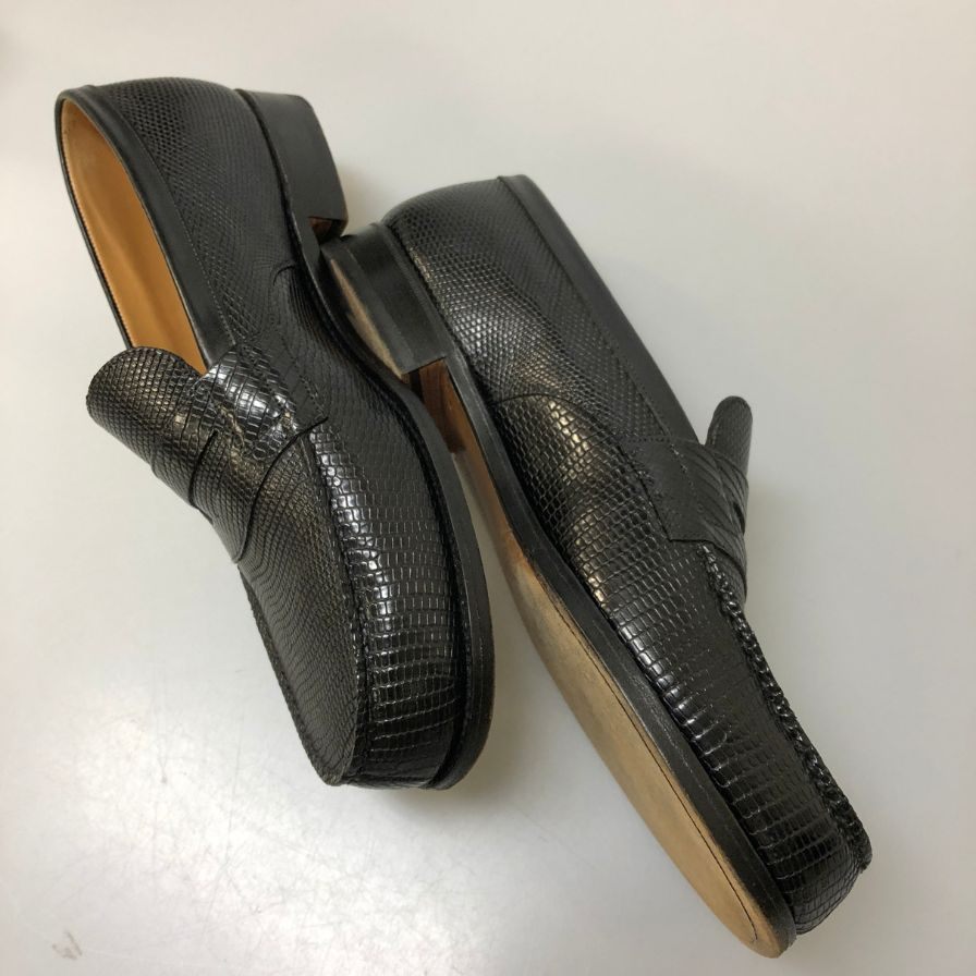 ジェイエムウエストン 180シグニチャーローファー リザード ブラック UK7.5D メンズ J.M.WESTON ローファー 約26.5cm【LA】【中古】