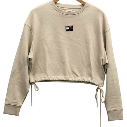 美品◆トミージーンズ スウェット クロップド丈 サイドレース アイボリー レディース サイズS TOMMY JEANS 【AFB5】