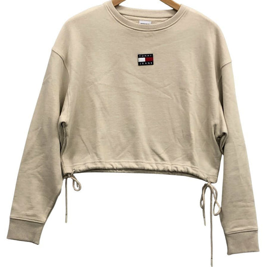 美品◆トミージーンズ スウェット クロップド丈 サイドレース アイボリー レディース サイズS TOMMY JEANS 【AFB5】
