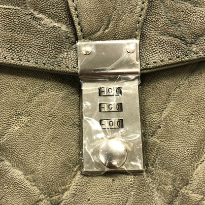 ノーブランド ハンドバッグ エレファント レザー 象 本革 グレー【AFE11】