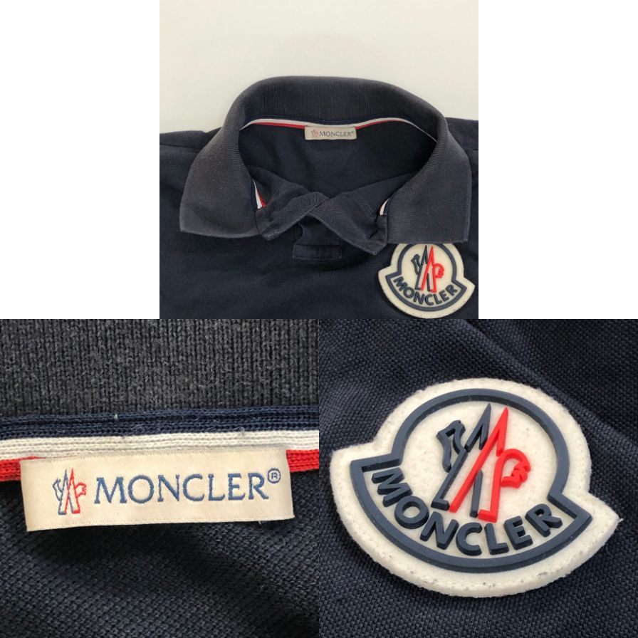 中古◆モンクレール 胸ロゴ ポロシャツ 2020年 MAGLIA POLO サイズS ネイビー Moncler 【AFB21】