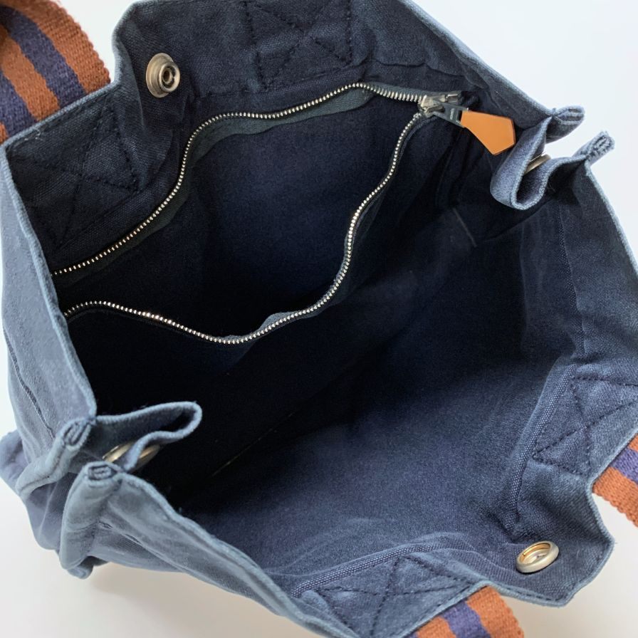 エルメス ハンドバッグ フールトゥー PM キャンバス ハンドバッグ レディース ネイビー HERMES【AFE6】