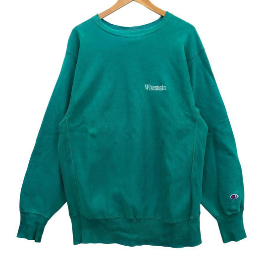 中古◆チャンピオン リバースウィーブ 90S スウェット カレッジ ウィスコンシン大学 グリーン系 メンズ サイズXL Champion Reverse Weave 【AFB9】
