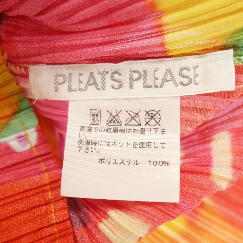 極美品◆プリーツプリーズ カットソー 総柄 サイズ3 レディース PP31-JK595 PLEATS PLEASE 【AFB37】