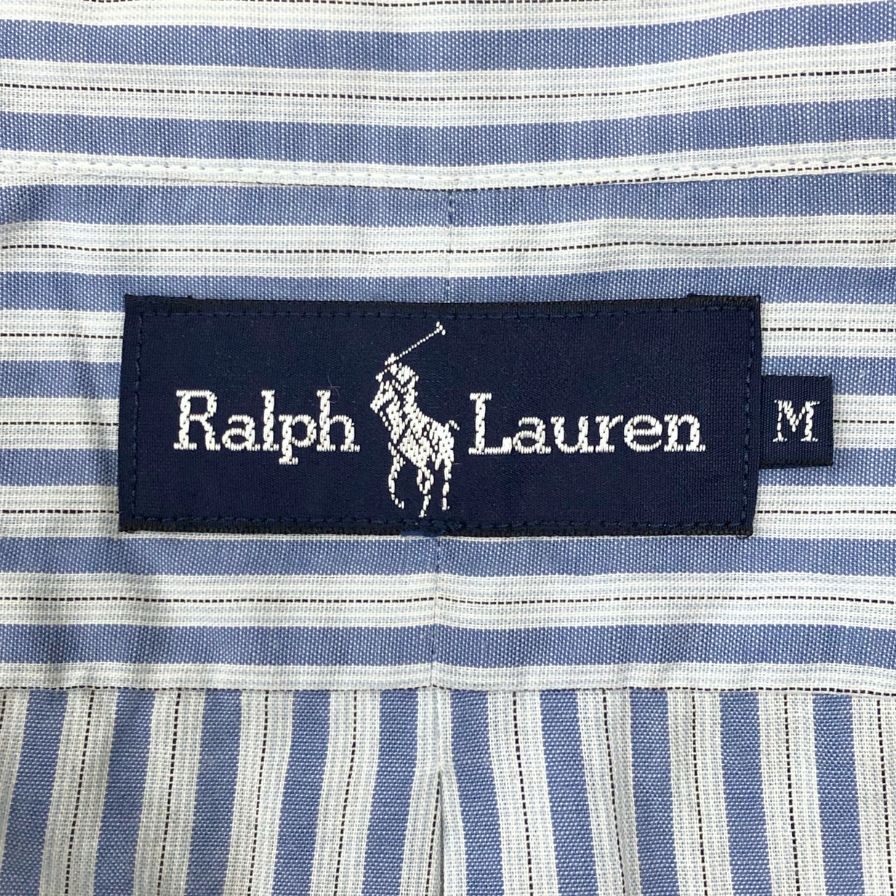 ラルフローレン ストライプシャツ ホワイト×ブルー メンズ サイズM RALPH LAUREN【LA】