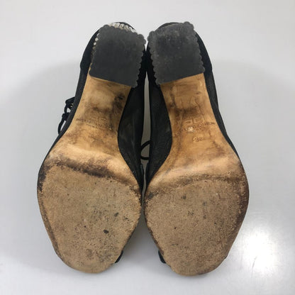 エリザベッタ フランキ ヒールサンダル メッシュ ブラック サイズ38 Elisabetta Franchi 約24.5cm【AFC52】