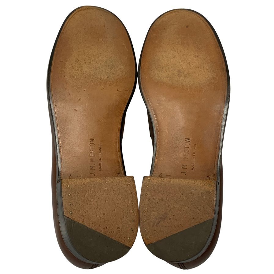 ジェイエムウエストン 180シグニチャー ローファー ボックスカーフ ブラウン UK4.5D J.M.WESTON ローファー 約24.5cm【LA】【中古】