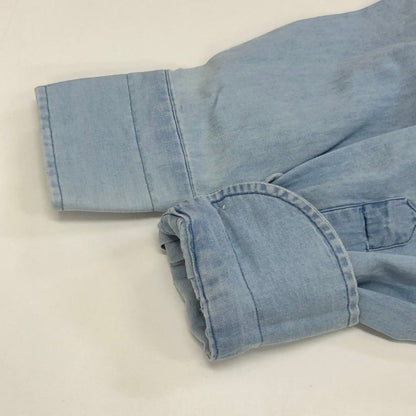 極美品◆ルイジボレッリ ナポリ デニムシャツ ダンガリー コットン カジュアル ライトブルー メンズ サイズS LUIGI BORRELLI NAPOLI 【AFB29】