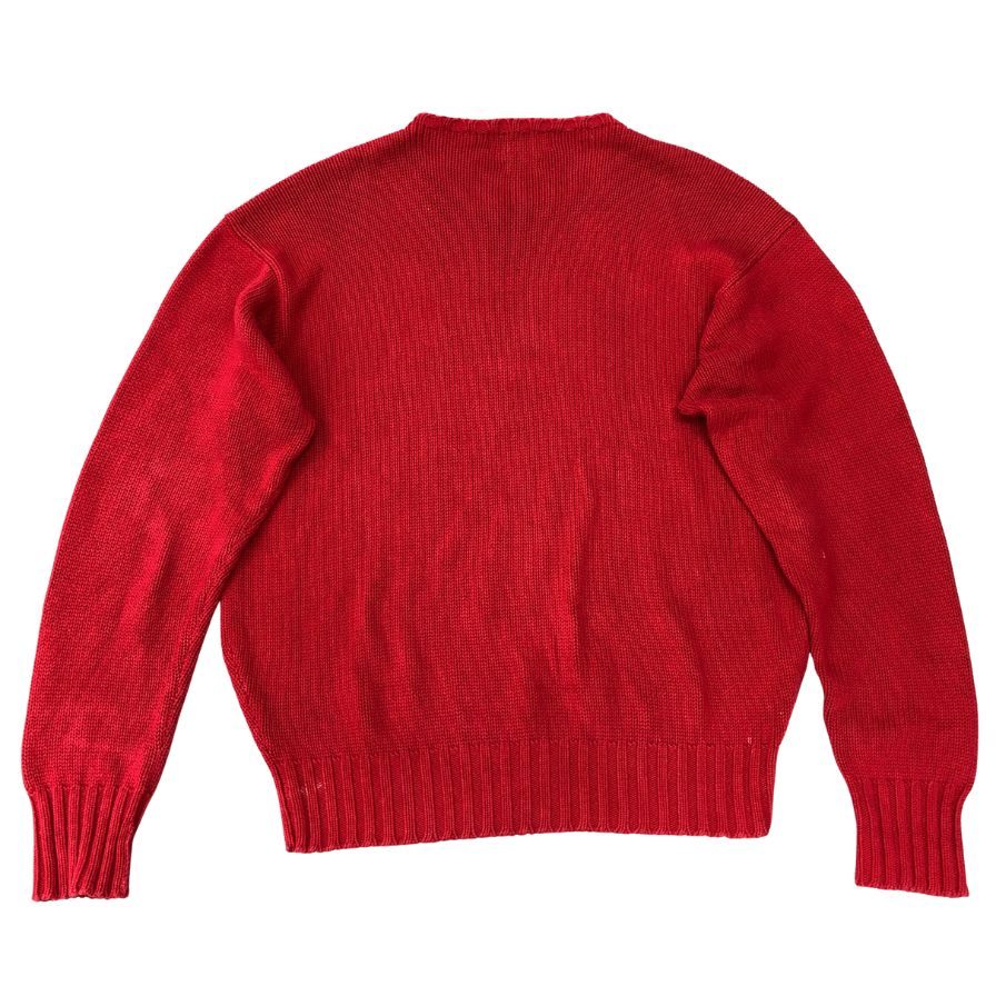 中古◆ポロ ラルフローレン プルオーバーニット ハンドニット レッド メンズ サイズXL POLO RALPH LAUREN 【AFB42】