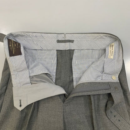 ユニバーサルランゲージ×VITALE BARBERIS CANONICO スラックス カノニコ ウール 2タック ストラップ メンズ グレー サイズSS UNIVERSAL LANGUAGE 【AFB19】
