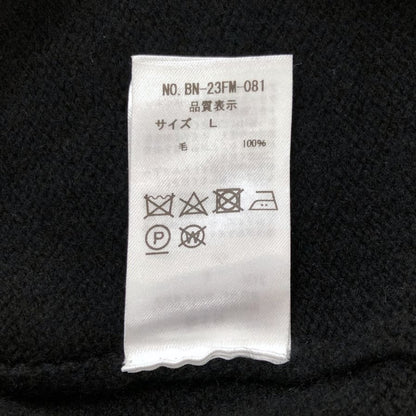 美品◆バトナー ウール Vネック ニット セーター メンズ ブラック サイズL BATONER 【AFB47】