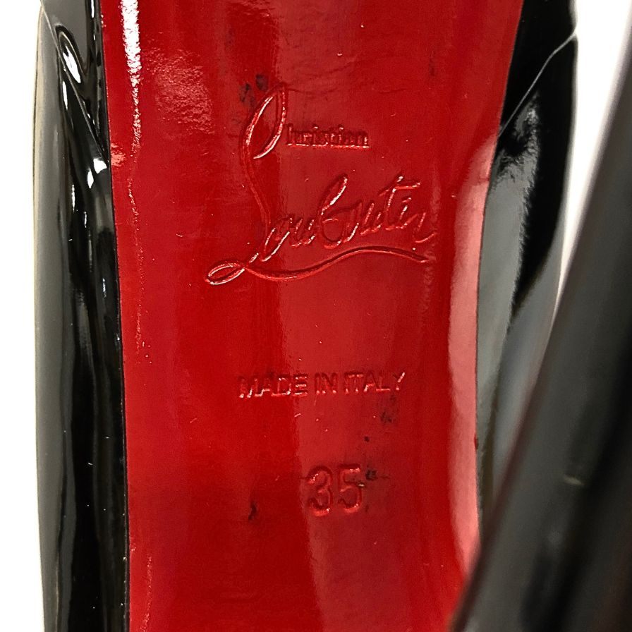 ルブタン ラウンドトゥ ハイヒール パテントレザー ブラック サイズ35 Christian Louboutin 約21.5cm【AFD1】