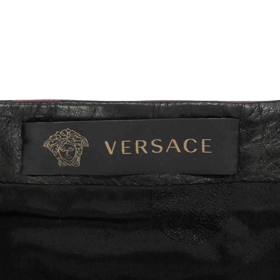 ジャンニヴェルサーチ レザー ミニ スカート レディース クロスパッチ ラムスキン サイズ40 マルチカラーGIANNI VERSACE【AFB44】