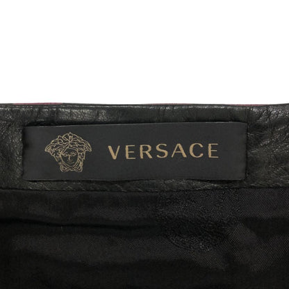 ジャンニヴェルサーチ レザー ミニ スカート レディース クロスパッチ ラムスキン サイズ40 マルチカラーGIANNI VERSACE【AFB44】