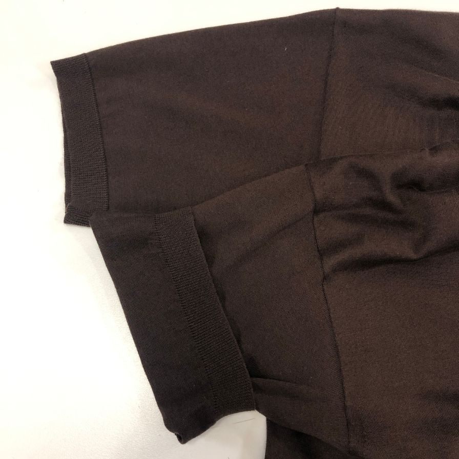 極美品◆キャッシュ＆バルバ シーアイランドコットン クルーネックニット Tシャツ ブラウン レディース サイズ2 cash&barba 【AFB15】