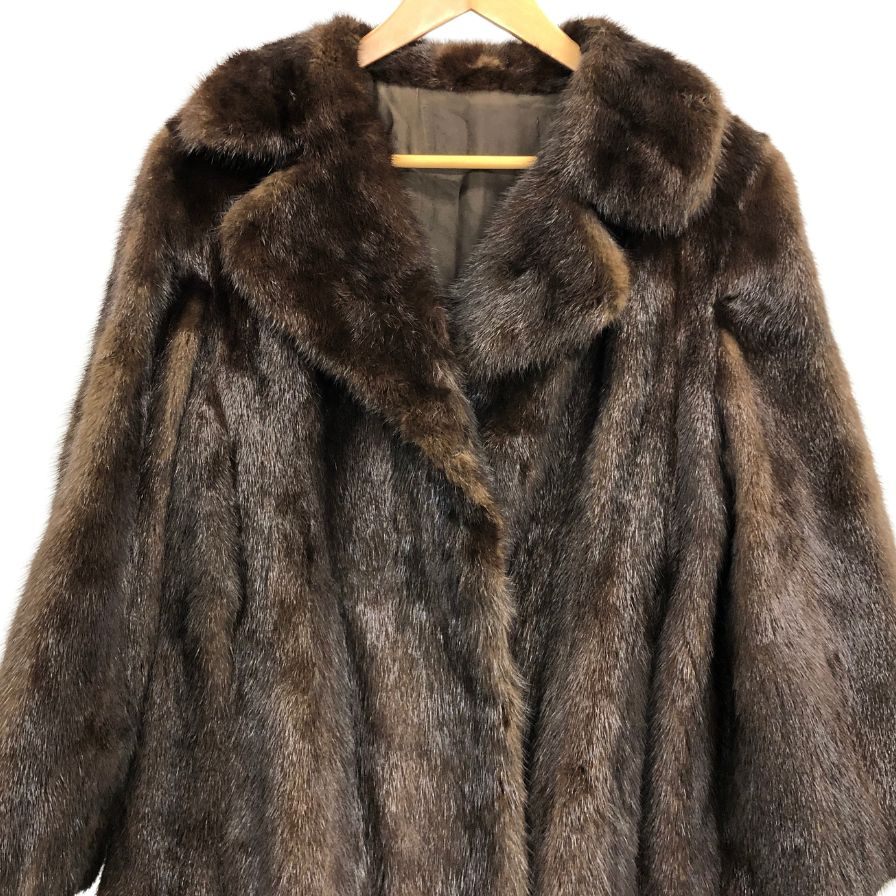 中古◆ノーブランド ロングコート ミンク ブラウン サイズ不明 レディース 【AFF24】