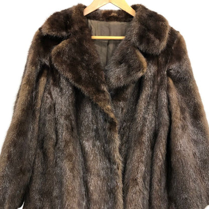 中古◆ノーブランド ロングコート ミンク ブラウン サイズ不明 レディース 【AFF24】