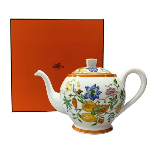 エルメス シエスタ ポット 花柄 ホワイト HERMES【AFI28】【中古】