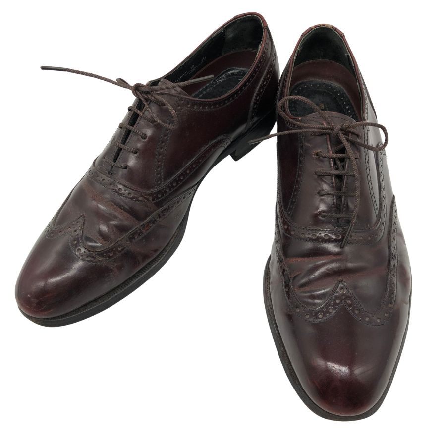 フローシャイム フルブローグ カーフ バーガンディ メンズ サイズ9F FLORSHEIM 約27.0cm【AFC2】