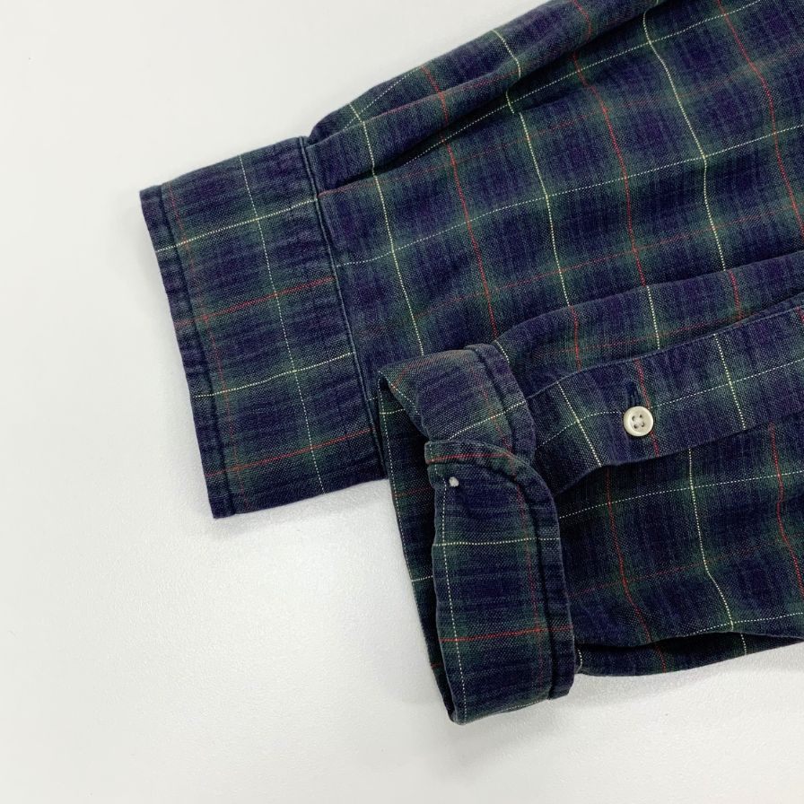美品◆ラルフローレン 90S チェックシャツ パープル系 メンズ サイズ2XL RALPH LAUREN 【AFB10】