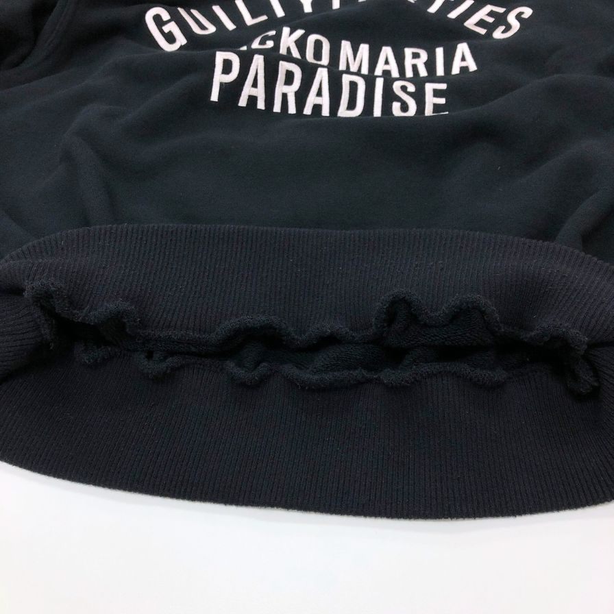 中古◆ワコマリア スウェット トレーナー 刺繍デザイン リブ ブラック メンズ サイズL WACKO MARIA 【AFB28】