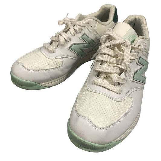 ニューバランス ゴルフシューズ ローカット 574 v3 SL スパイクレス レザー ホワイト グリーン レディース サイズ24cm New Balance【AFC42】【中古】