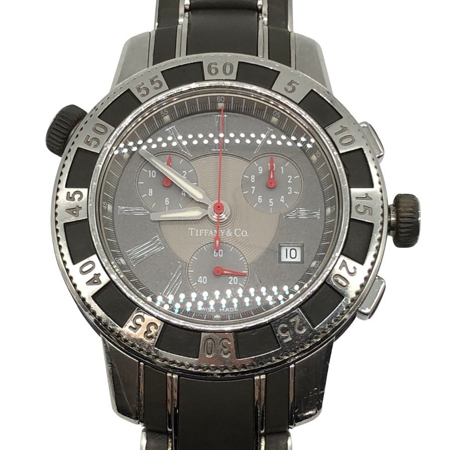 ティファニー クロノグラフ 腕時計 T-57 ケースバックシルバー メンズ Tiffany & Co【AFI6】