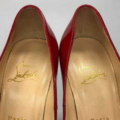ルブタン ラウンドトゥ ハイヒール パテントレザー レッド サイズ35 Christian Louboutin 約22.5cm【AFD3】