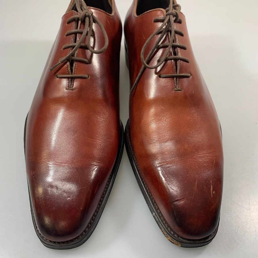 メルミン レザーシューズ カーフレザー プレーントゥ ボルドー サイズ7 MEERMIN 約25.5cm【AFD6】