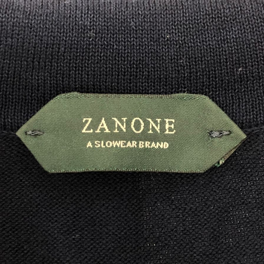 美品◆ザノーネ ニット 襟付き コットン メンズ ネイビー サイズ50 ZANONE 【AFB29】